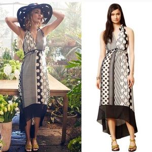 Maeve black and white polka dot hi-low dress